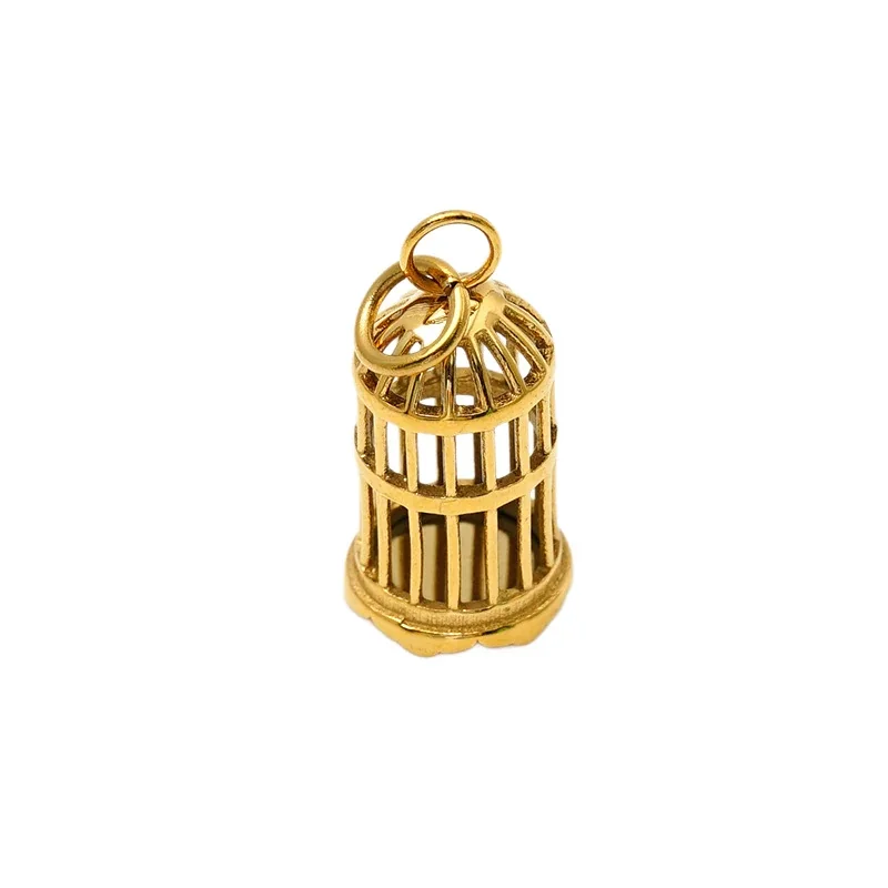 Sculptural 18K Gold-Plated Birdcage Bar Pendant Necklace