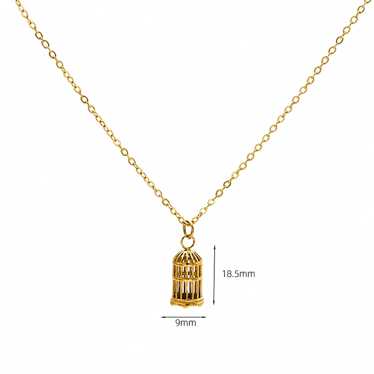 Sculptural 18K Gold-Plated Birdcage Bar Pendant Necklace - With