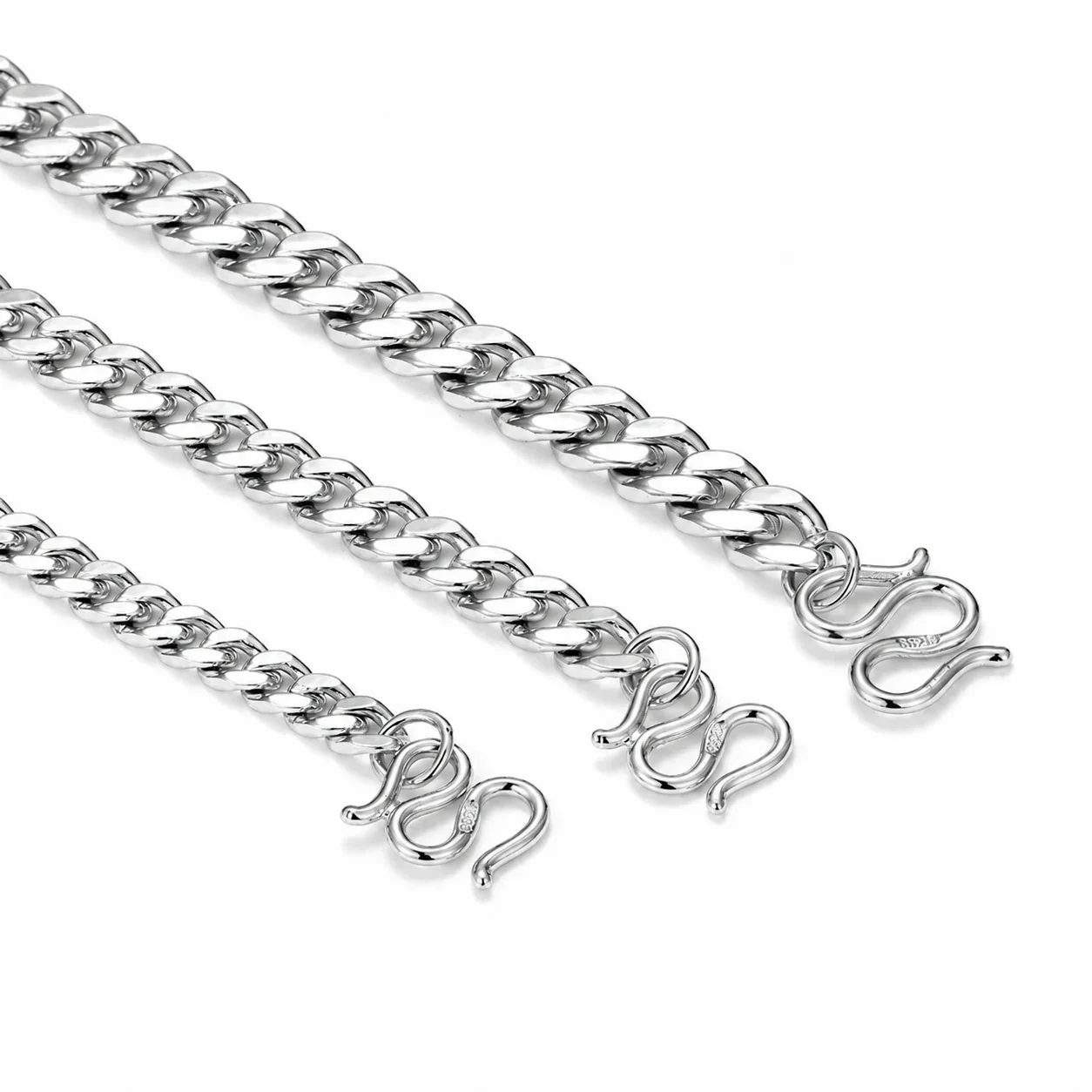 Polished 925 Sterling Silver Curb Link Chain Necklace