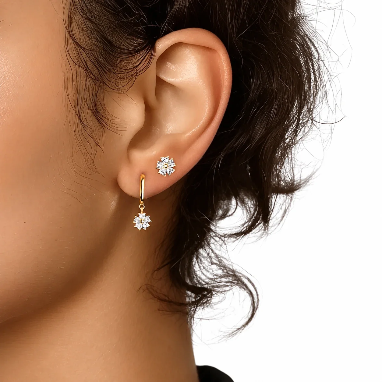 Petite Floral Prong-Set 925 Sterling Silver Earrings