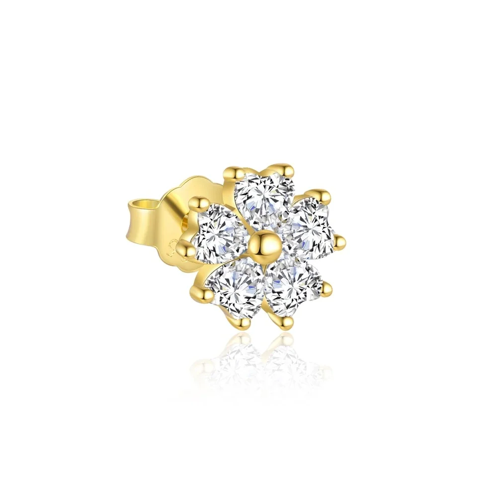 Petite Floral Prong-Set 925 Sterling Silver Earrings