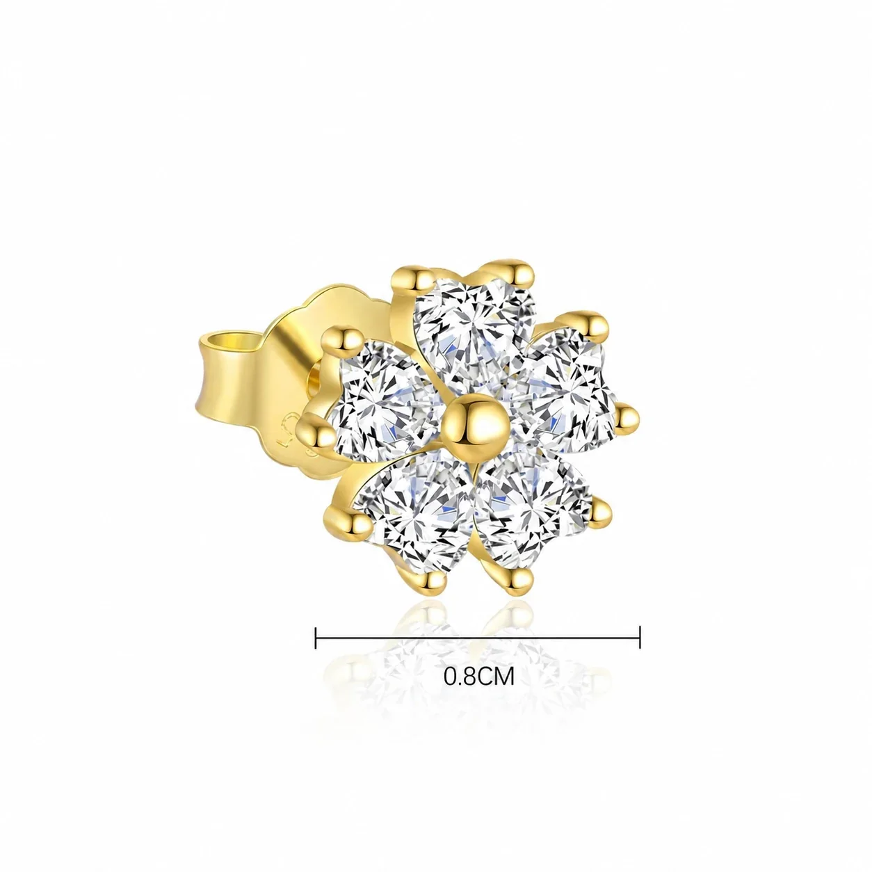 Petite Floral Prong-Set 925 Sterling Silver Earrings - Gold Pair