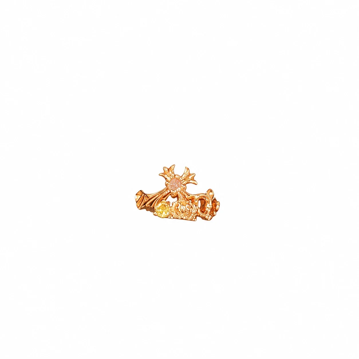 Ornate Copper Open-Front Motif Cubic Zirconia Rings - Antique Silver Cross Style