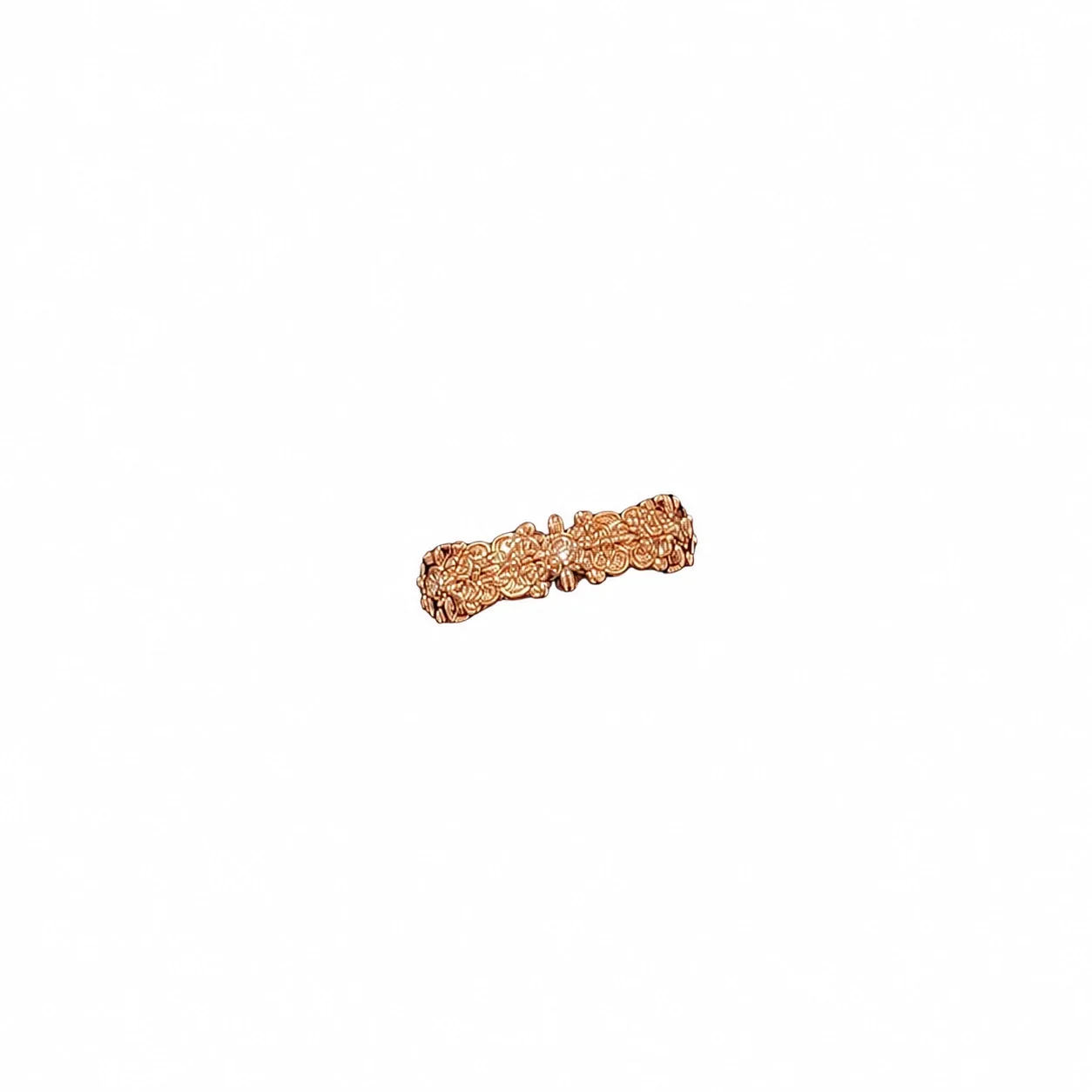 Ornate Copper Open-Front Motif Cubic Zirconia Rings - Gold Sculptural Motif Style