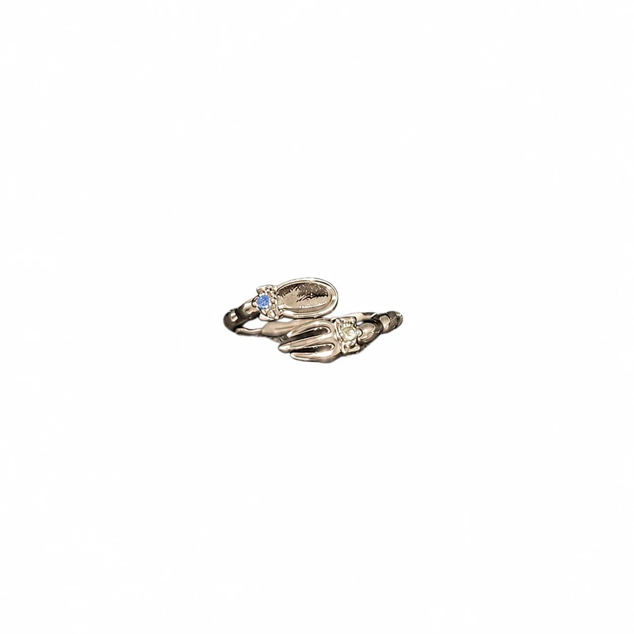 Ornate Copper Open-Front Motif Cubic Zirconia Rings - Silver Open-Front Motif Style