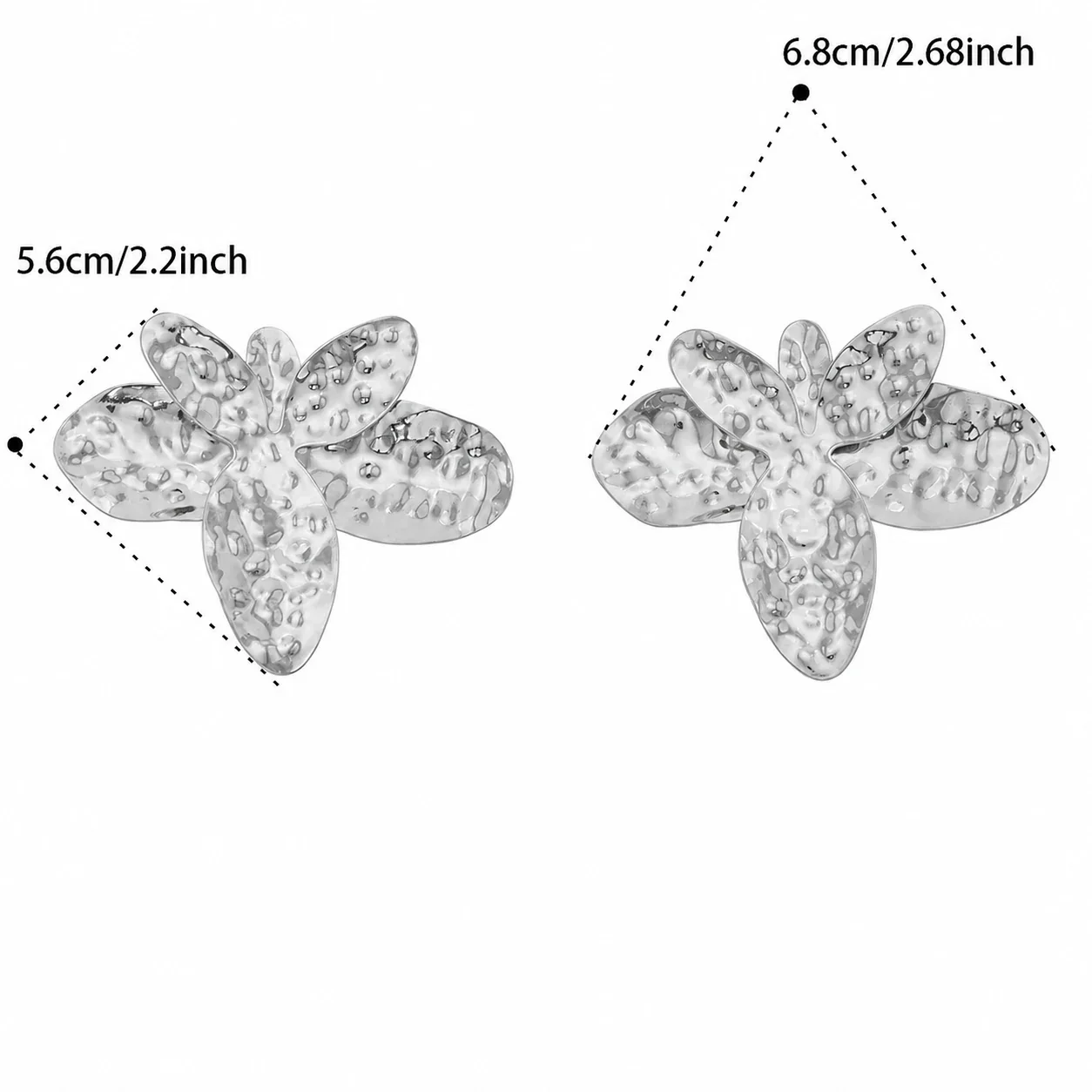 Sculptural Hammered Flower Stainless Steel Earrings - Gold