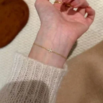 Delicate Gold-Plated Copper Cross Crystal Chain Bracelet