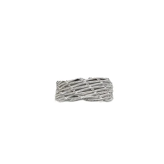 Textured 925 Sterling Silver Braided Open-Front Ring