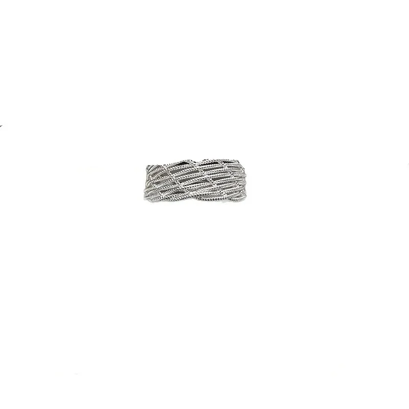 Textured 925 Sterling Silver Braided Open-Front Ring - Silver