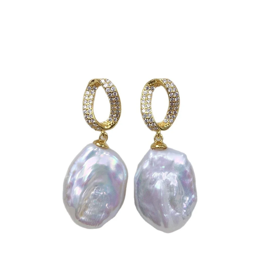 Lustrous Pavé Teardrop Freshwater Pearl Drop Earrings