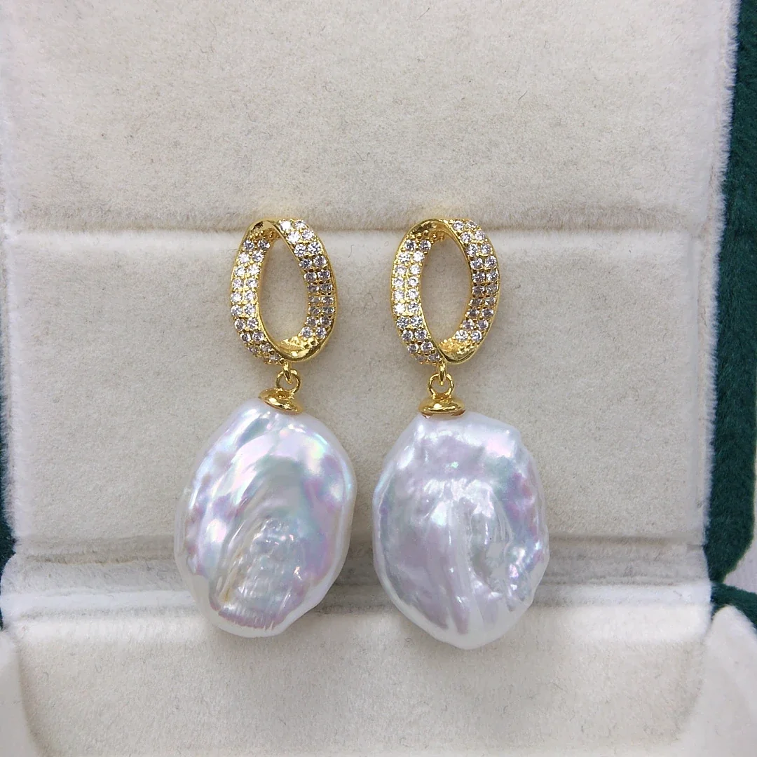 Lustrous Pavé Teardrop Freshwater Pearl Drop Earrings
