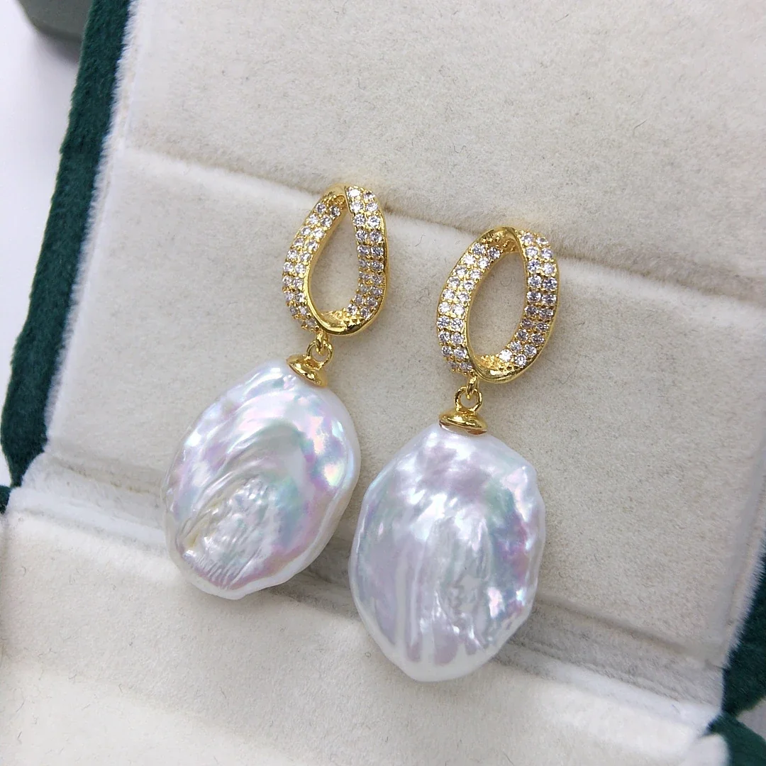 Lustrous Pavé Teardrop Freshwater Pearl Drop Earrings