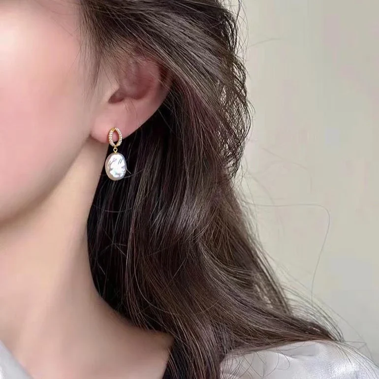Lustrous Pavé Teardrop Freshwater Pearl Drop Earrings