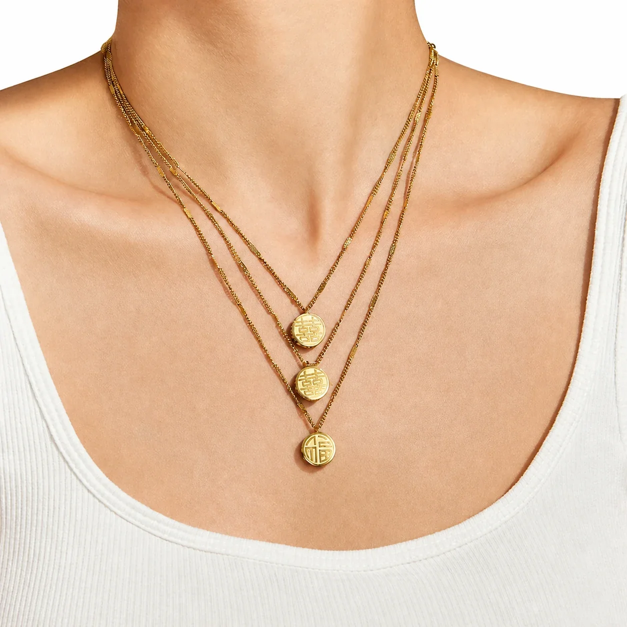 Symbolic 18K Gold-Plated Round Fu CZ Hook Drop Earrings