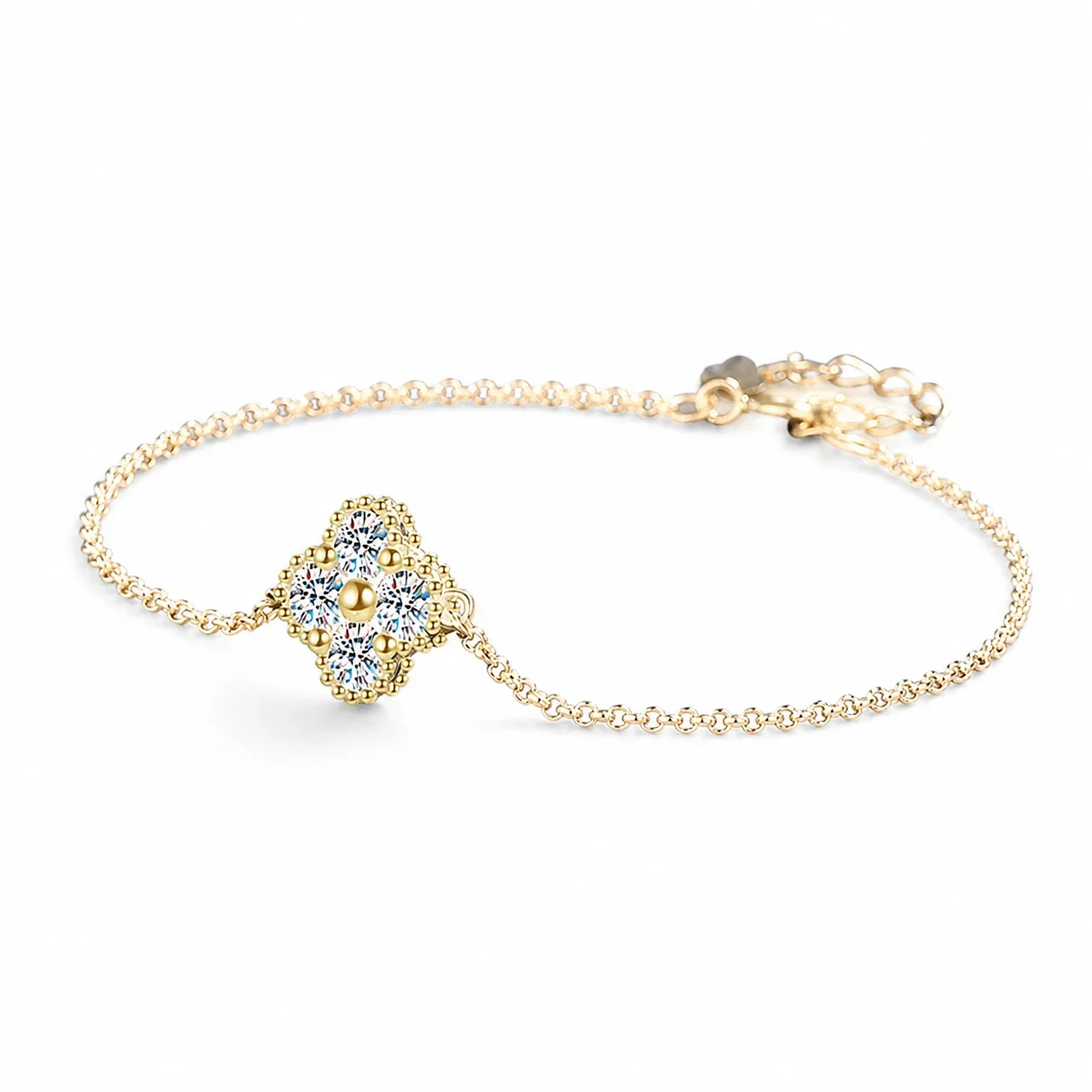 Refined Clover Moissanite 925 Sterling Silver Bracelet