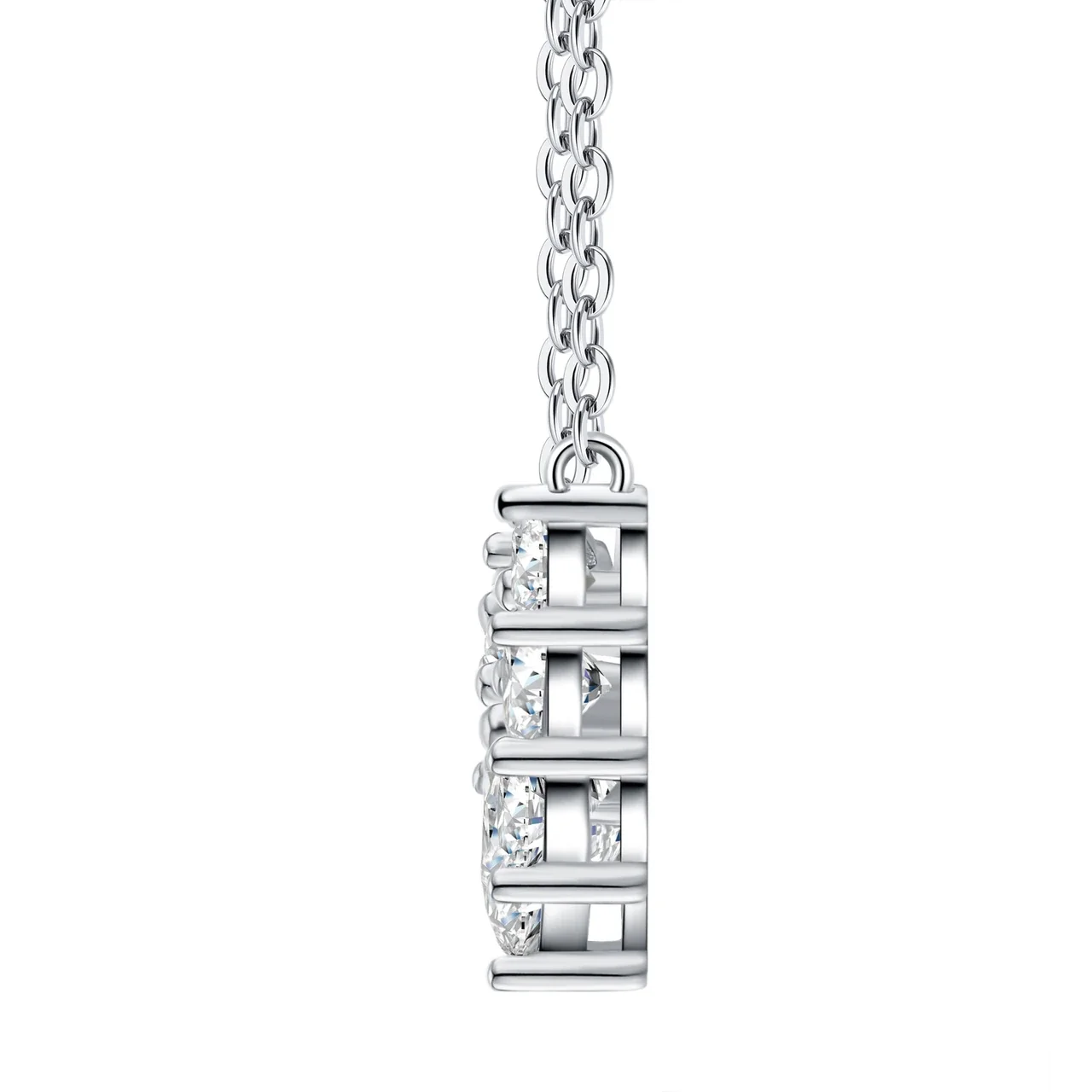 Radiant 925 Sterling Silver Heart Moissanite Garland Necklace