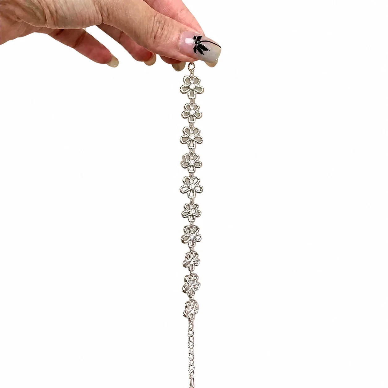 Delicate Silver-Plated Lace Daisy Link Copper Bracelet