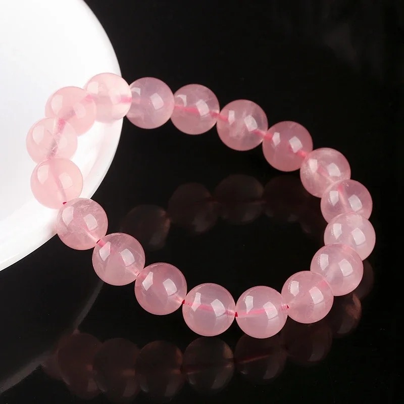 Blush Pink Crystal Round Bead Stretch Bracelet