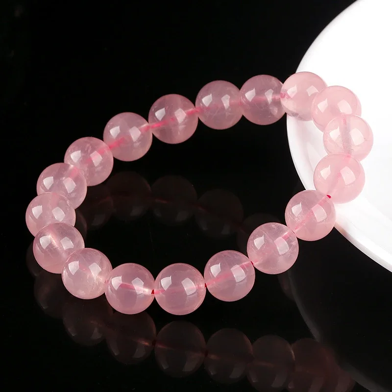 Blush Pink Crystal Round Bead Stretch Bracelet