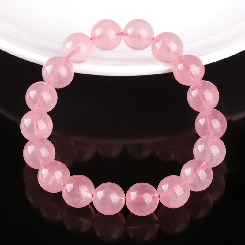 Blush Pink Crystal Round Bead Stretch Bracelet