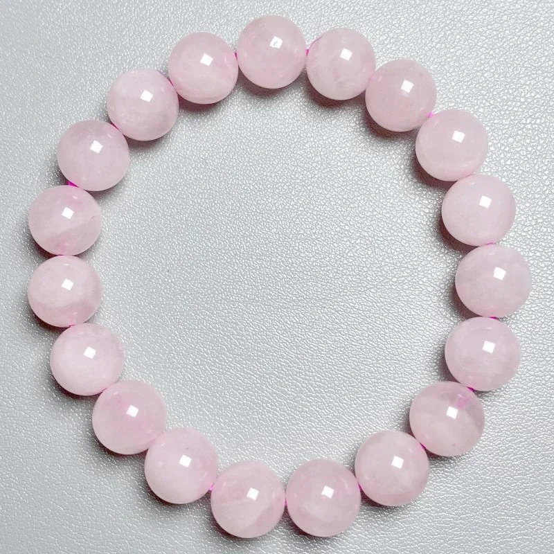 Blush Pink Crystal Round Bead Stretch Bracelet - 6A Pink Crystal