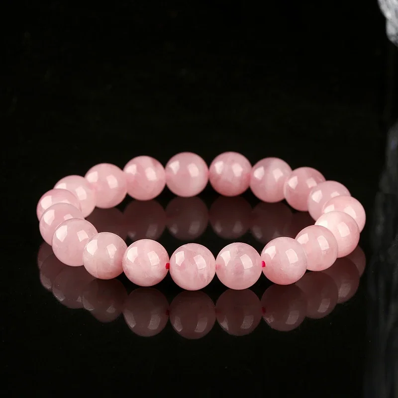 Blush Pink Crystal Round Bead Stretch Bracelet - 7A Pink Crystal