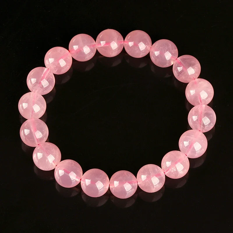 Blush Pink Crystal Round Bead Stretch Bracelet - Collector Grade Pink Crystal