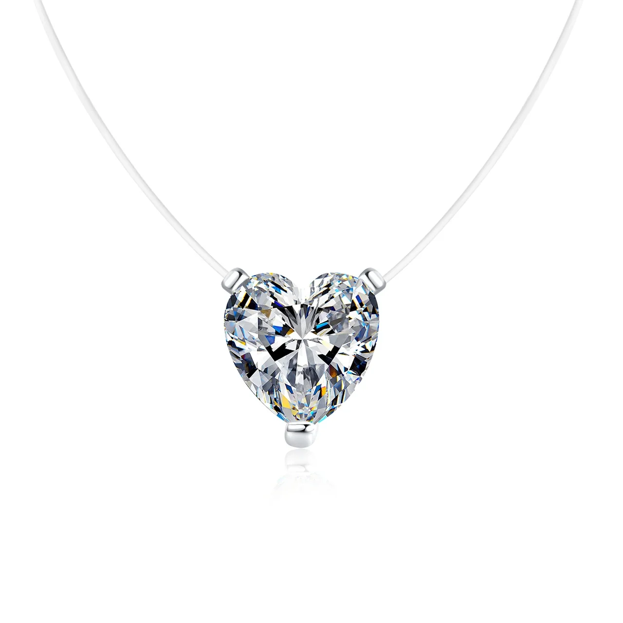 Floating Multi-Cut Moissanite 925 Sterling Silver Necklace