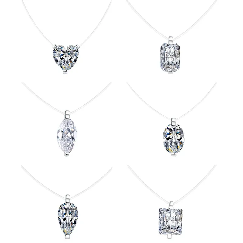 Floating Multi-Cut Moissanite 925 Sterling Silver Necklace