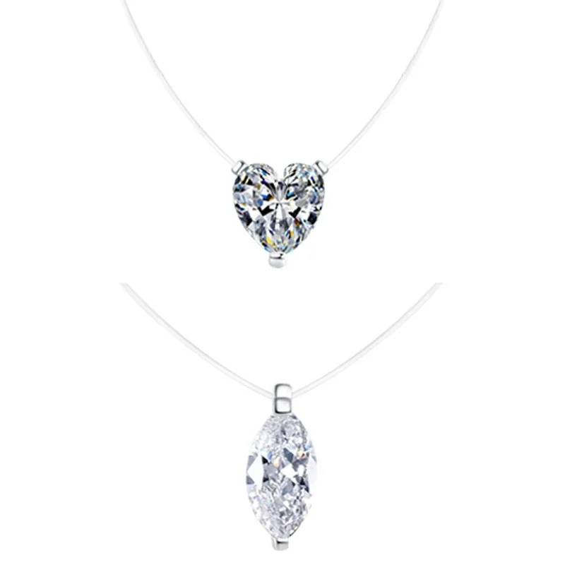 Floating Multi-Cut Moissanite 925 Sterling Silver Necklace