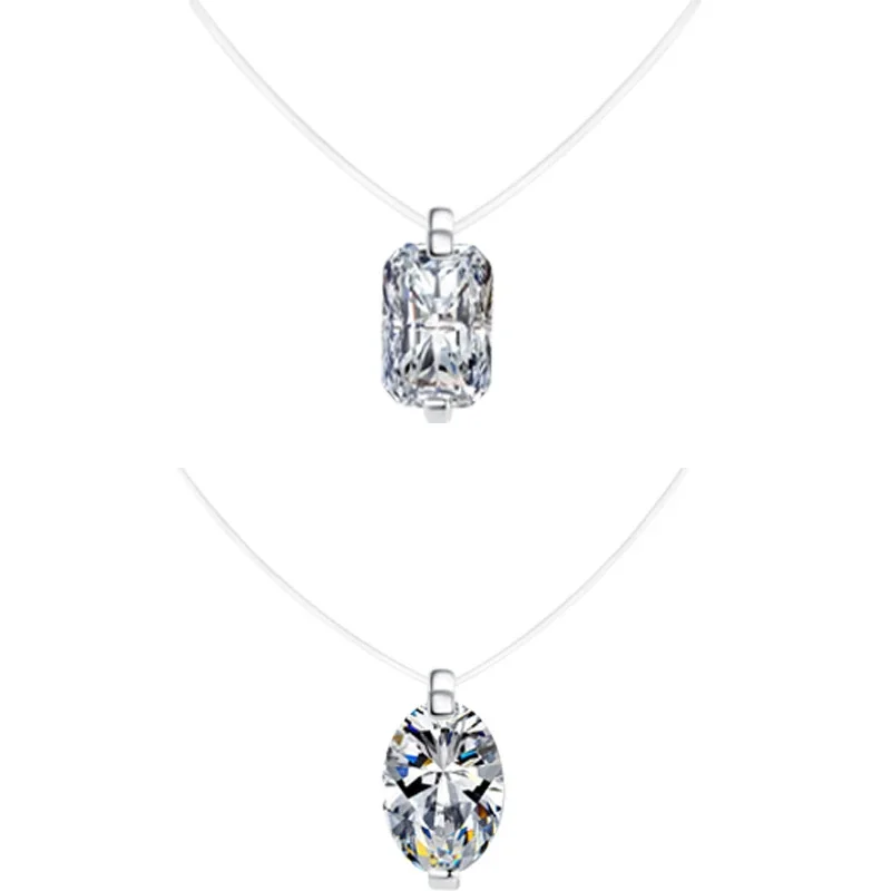 Floating Multi-Cut Moissanite 925 Sterling Silver Necklace