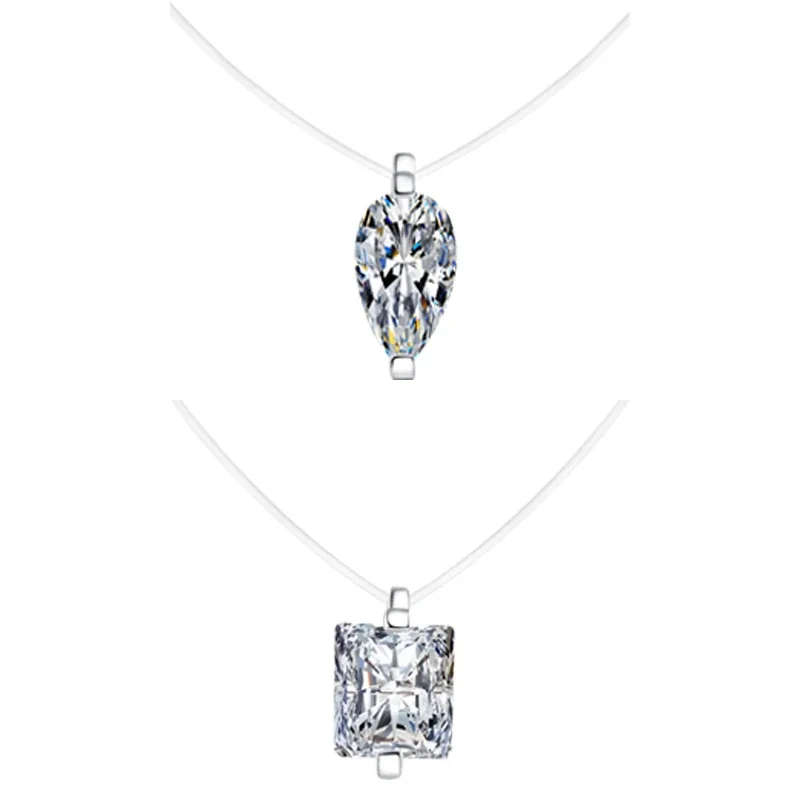 Floating Multi-Cut Moissanite 925 Sterling Silver Necklace