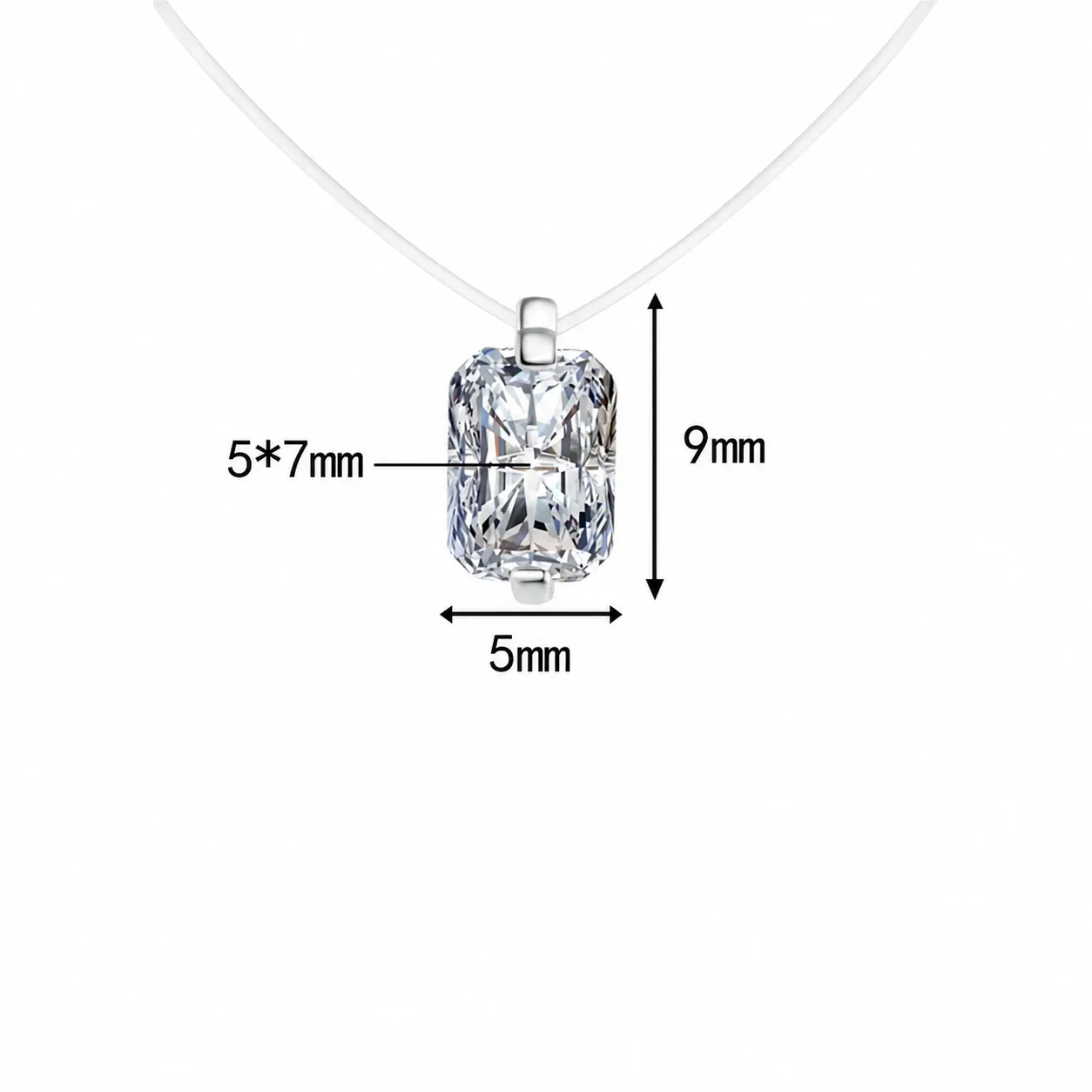 Floating Multi-Cut Moissanite 925 Sterling Silver Necklace - ct Cushion Moissanite