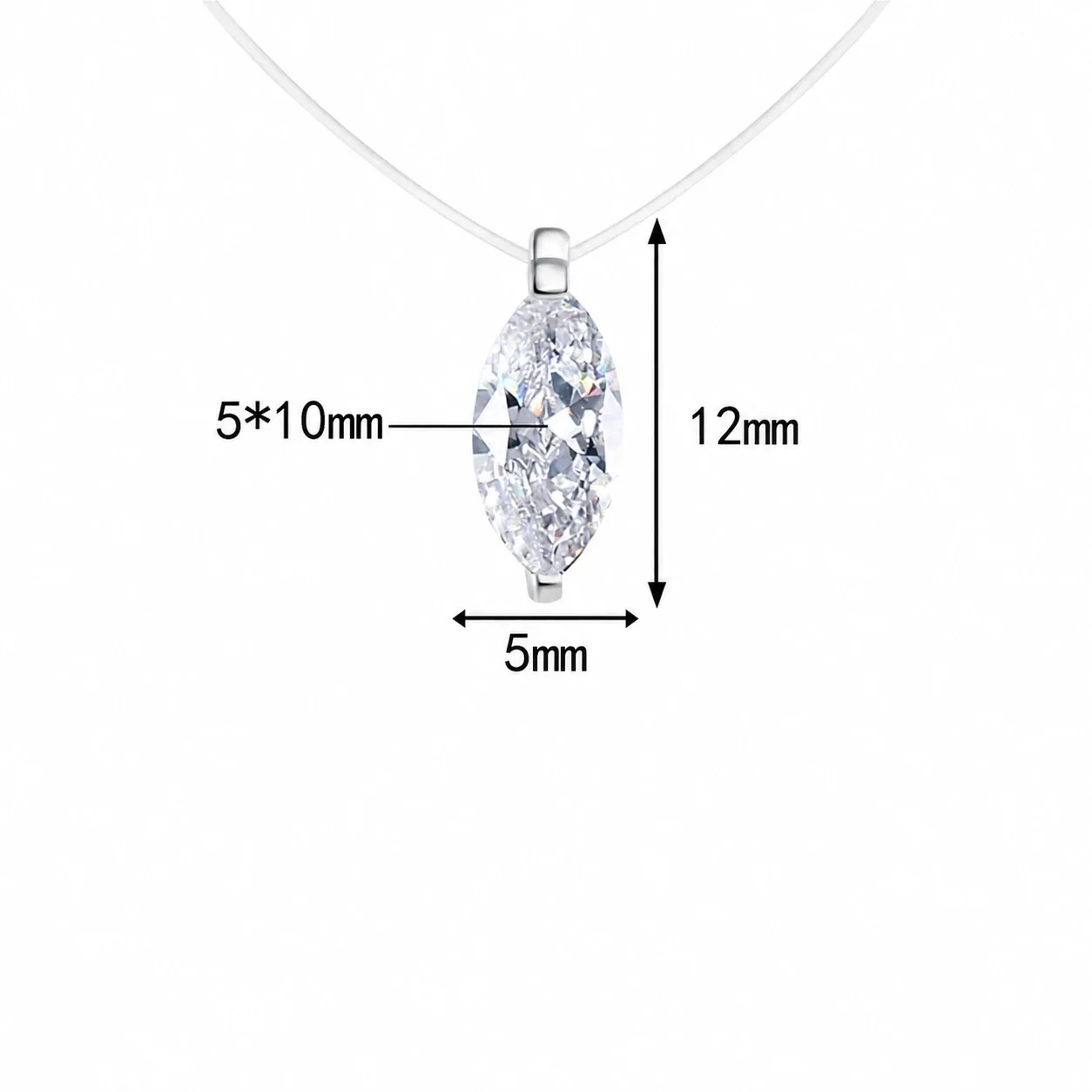 Floating Multi-Cut Moissanite 925 Sterling Silver Necklace - ct Marquise Moissanite
