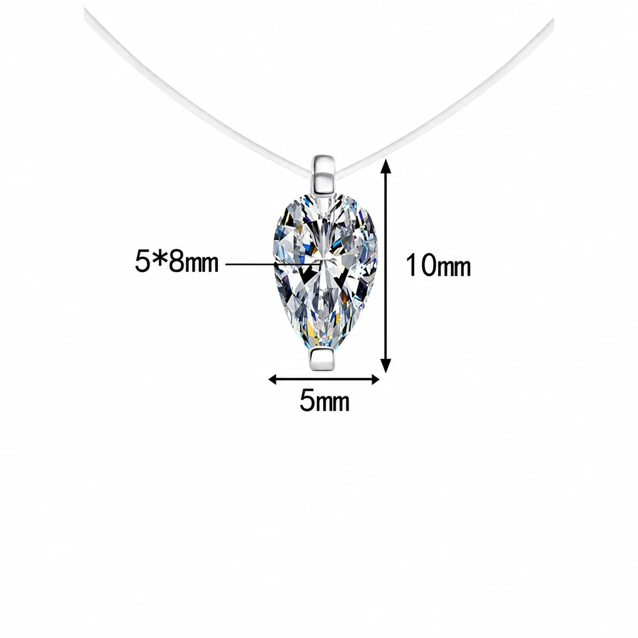 Floating Multi-Cut Moissanite 925 Sterling Silver Necklace - ct Pear Moissanite