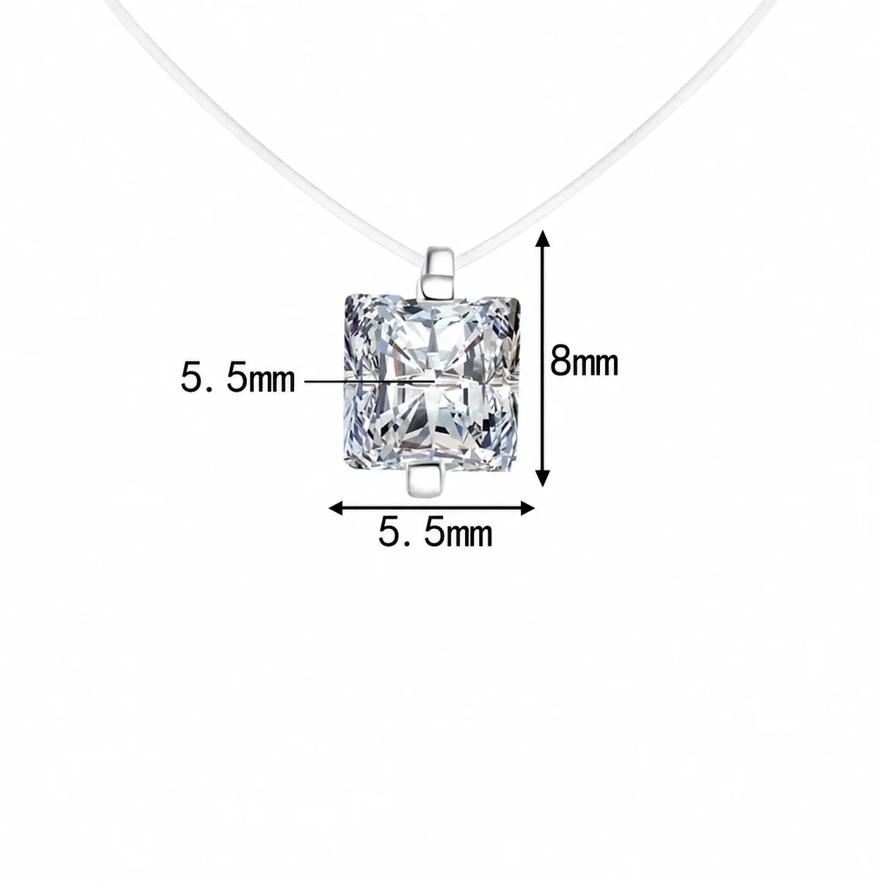 Floating Multi-Cut Moissanite 925 Sterling Silver Necklace - ct Princess-Cut Moissanite