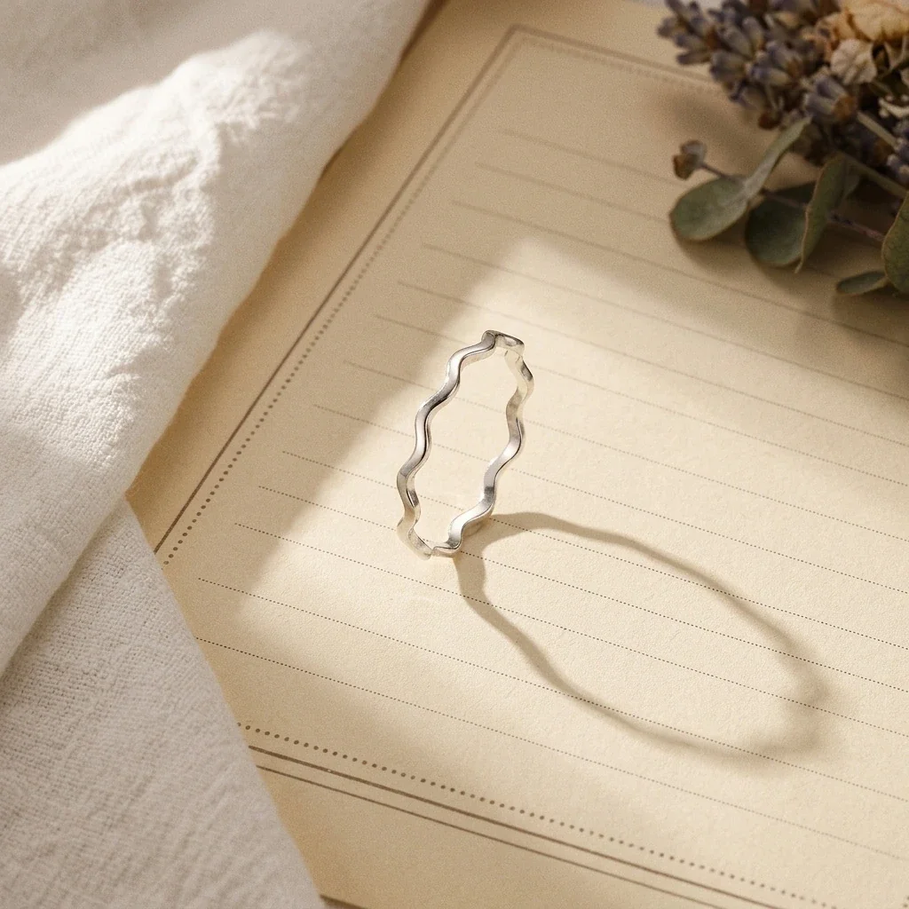 Fluid Wavy Line 925 Sterling Silver Polished Slim Ring