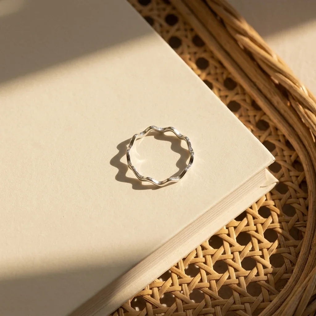 Fluid Wavy Line 925 Sterling Silver Polished Slim Ring