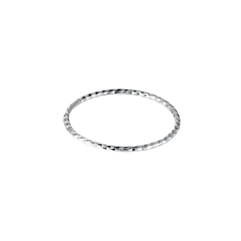 Faceted 925 Sterling Silver Slim Band Stacking Ring