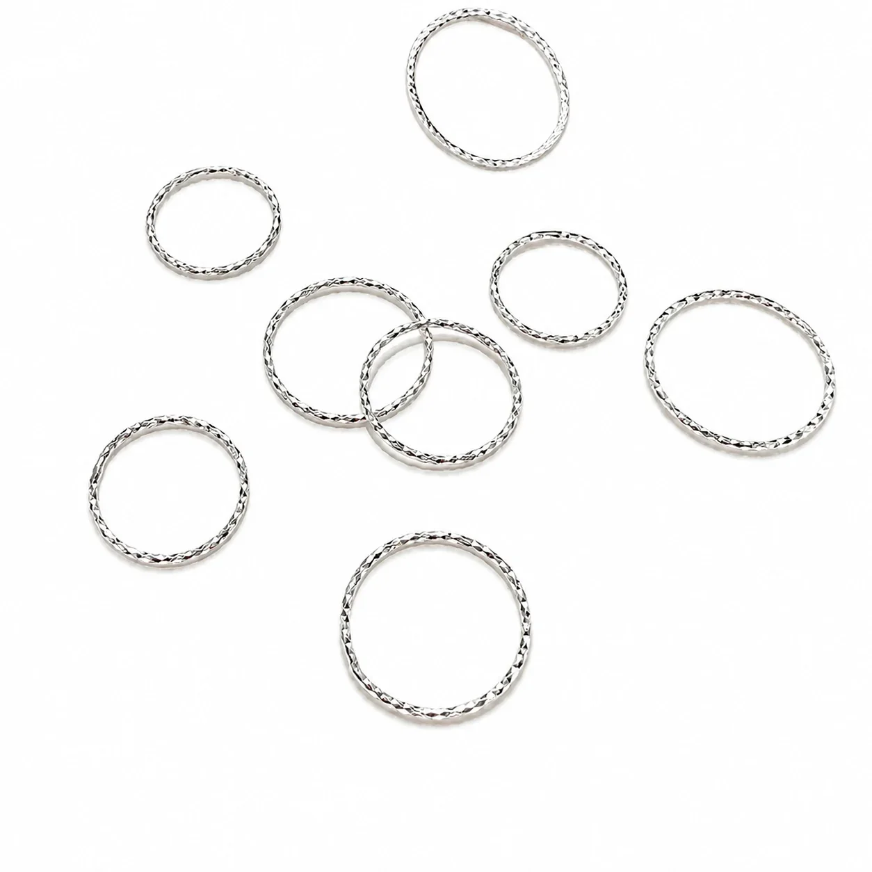 Faceted 925 Sterling Silver Slim Band Stacking Ring