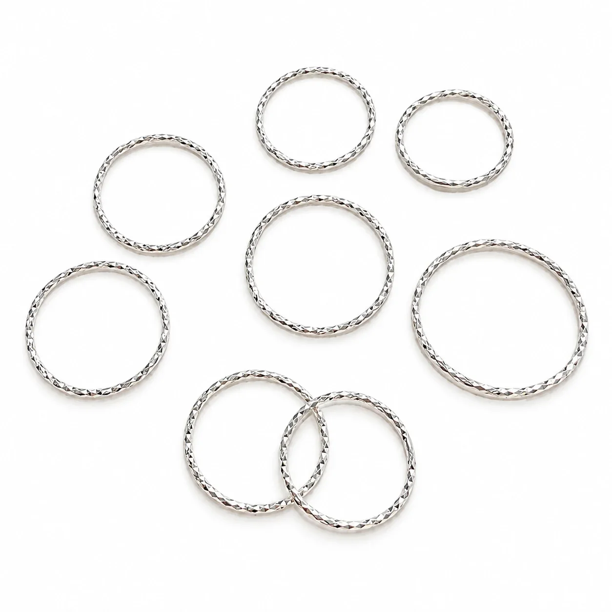 Faceted 925 Sterling Silver Slim Band Stacking Ring