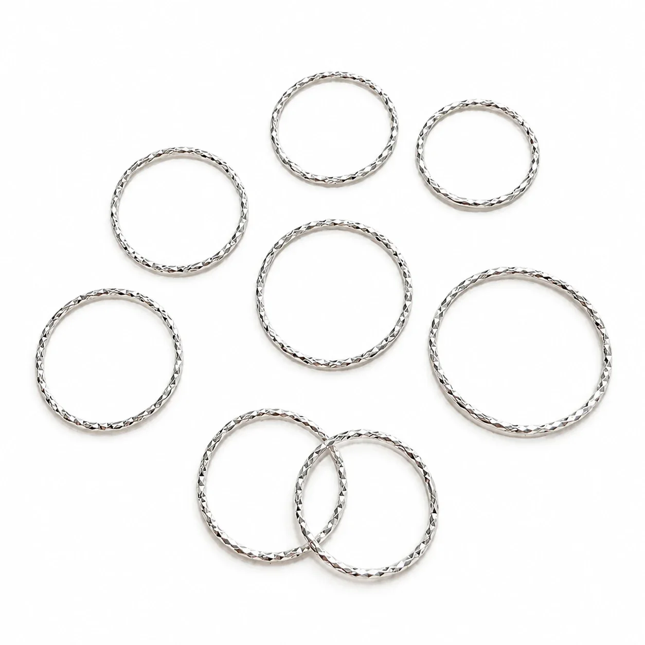 Faceted 925 Sterling Silver Slim Band Stacking Ring - Silver