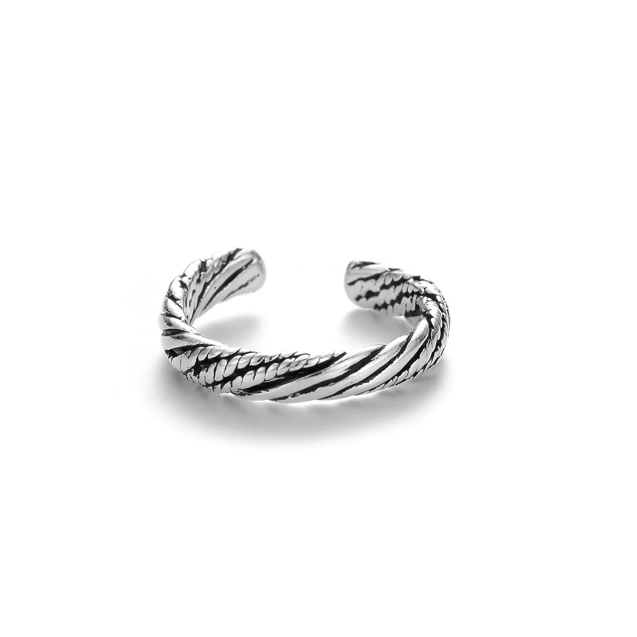 Twisted Braided 925 Sterling Silver Open Band Ring