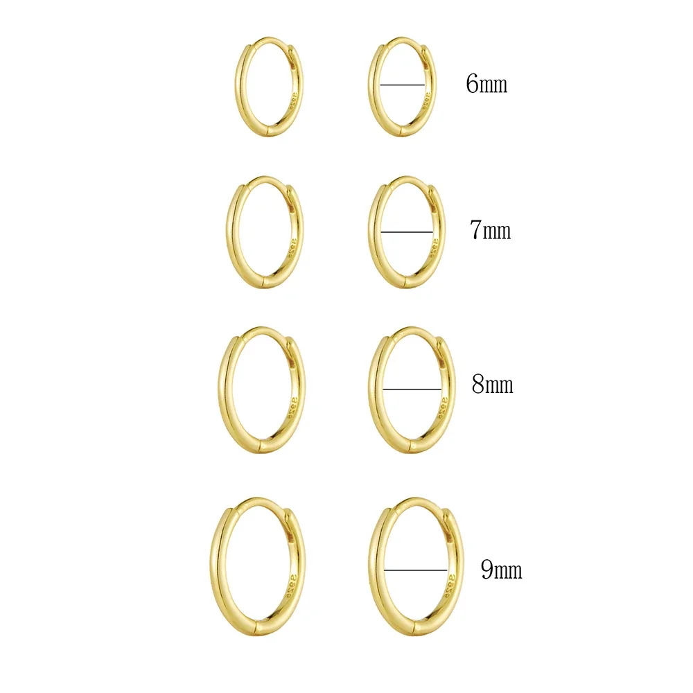 Sleek Gold-Plated Smooth Huggie Hoop 925 Sterling Silver Earrings