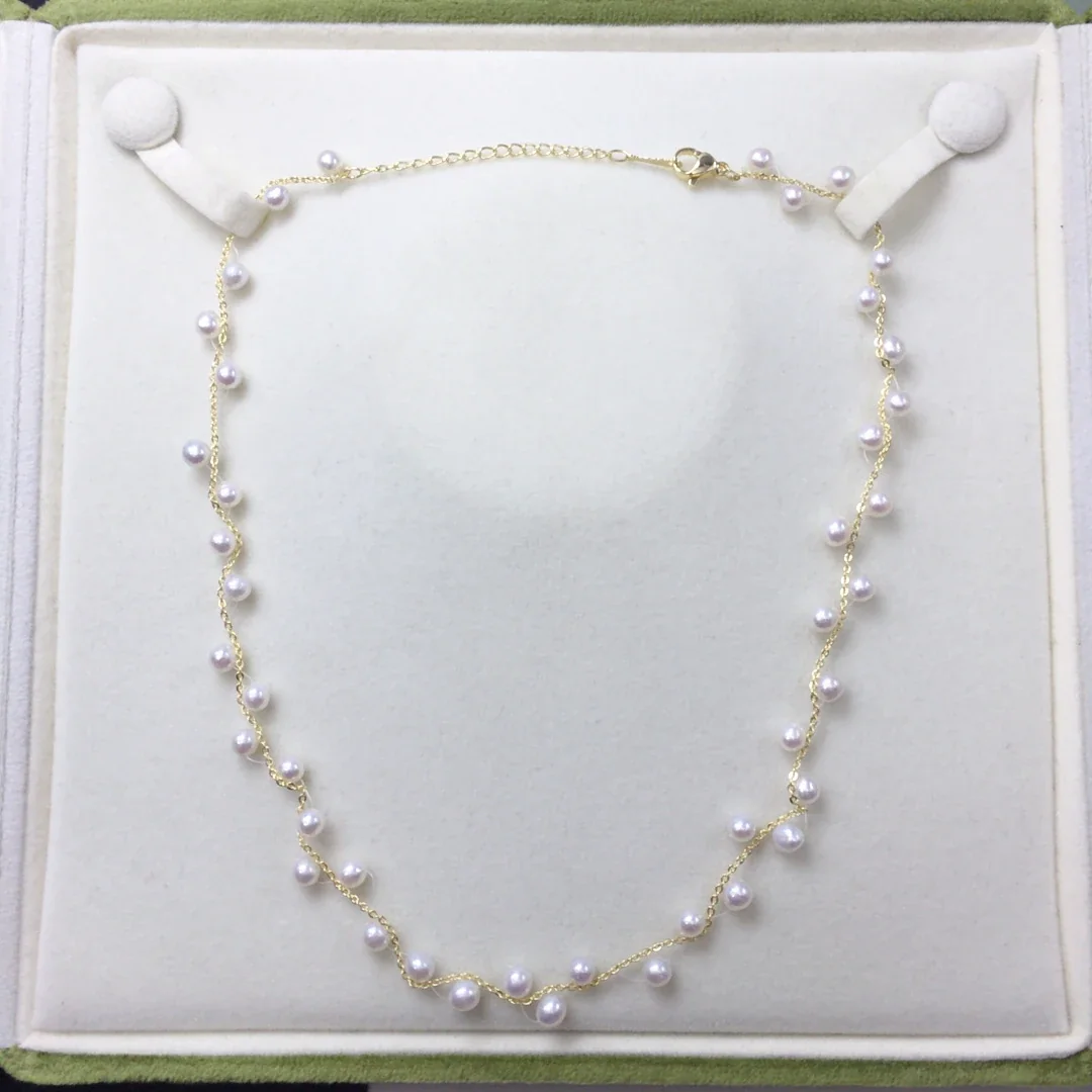 Delicate Gold-Plated Twisted Chain Pearl Necklace