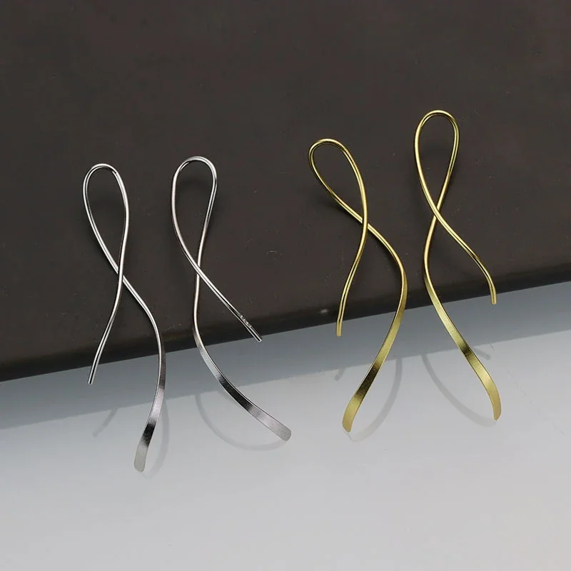 Sculptural 925 Sterling Silver Twisted Loop Drop Earrings