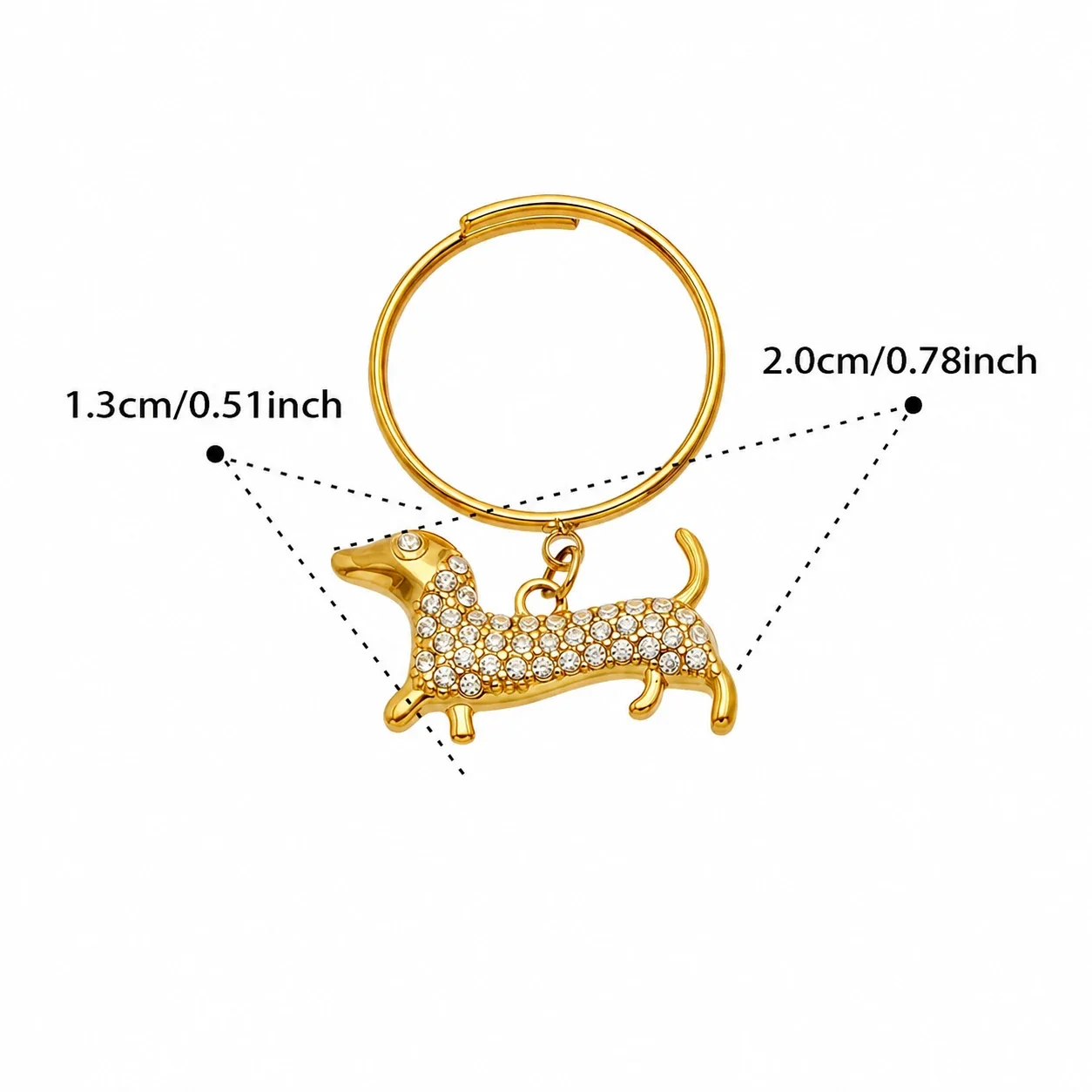 Playful Gold-Plated Dachshund Pavé CZ Stainless Steel Jewelry Set - Gold CZ Dog