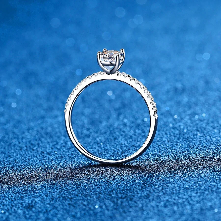 Oval Four-Prong Moissanite Pavé 925 Sterling Silver Ring