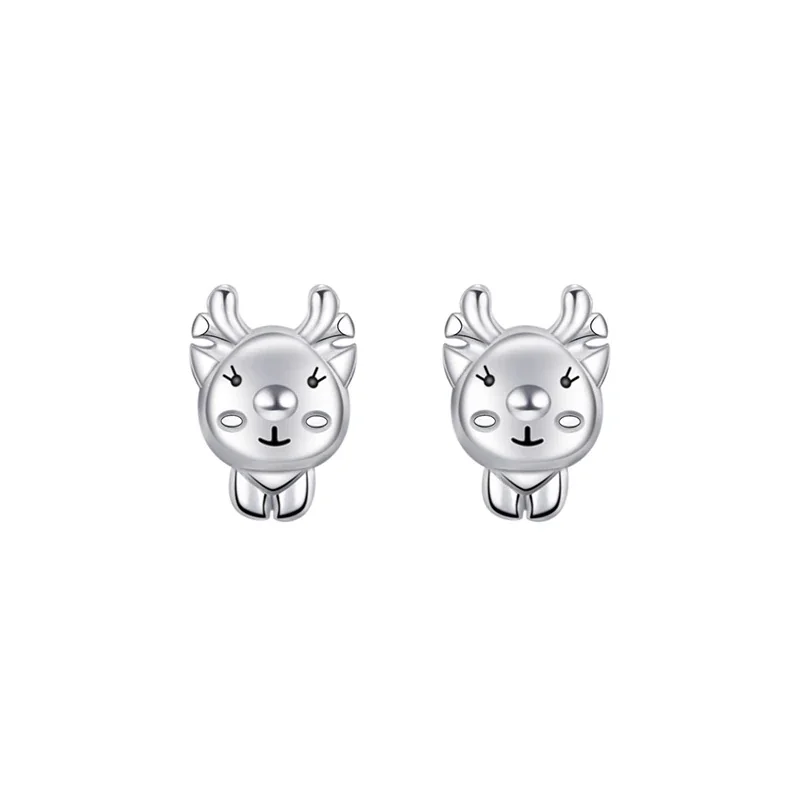 Playful Gold-Plated Deer Face Antler Stud Earrings