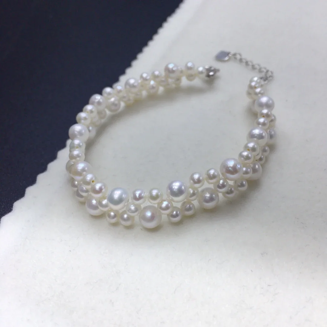 Lustrous Braided Freshwater Pearl Cluster Bracelet